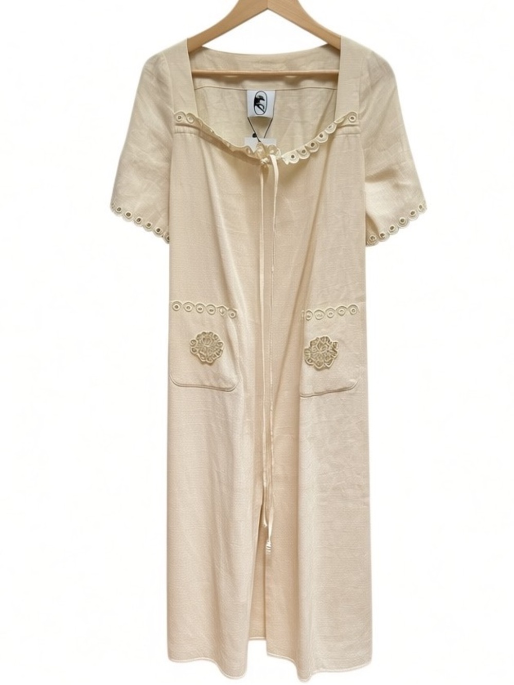 Sleeper Sofia Broderie Anglaise-trimmed Linen Midi Dress - Picture 6 of 16